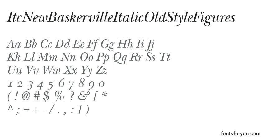 Czcionka ItcNewBaskervilleItalicOldStyleFigures – alfabet, cyfry, specjalne znaki