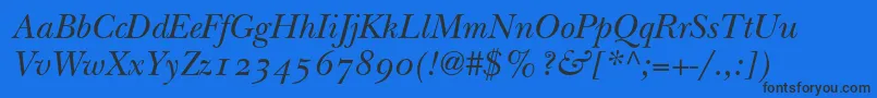 ItcNewBaskervilleItalicOldStyleFigures Font – Black Fonts on Blue Background