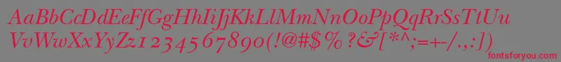 ItcNewBaskervilleItalicOldStyleFigures Font – Red Fonts on Gray Background