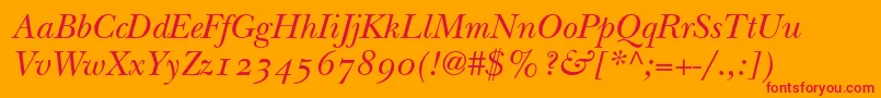 ItcNewBaskervilleItalicOldStyleFigures Font – Red Fonts on Orange Background