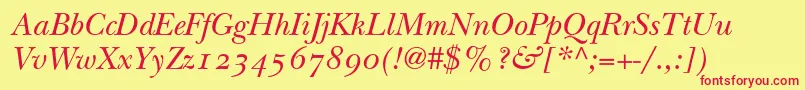 ItcNewBaskervilleItalicOldStyleFigures Font – Red Fonts on Yellow Background