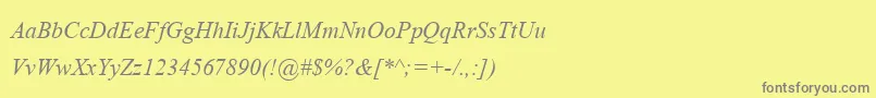 フォントAngsanaNewItalic – 黄色の背景に灰色の文字