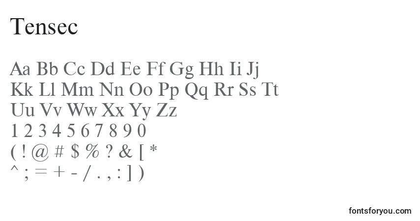A fonte Tensec – alfabeto, números, caracteres especiais