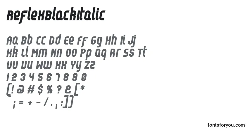 Шрифт ReflexBlackItalic (67018) – алфавит, цифры, специальные символы