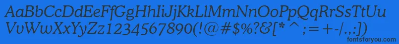 CooperLightItalicBt Font – Black Fonts on Blue Background