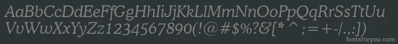 CooperLightItalicBt Font – Gray Fonts on Black Background