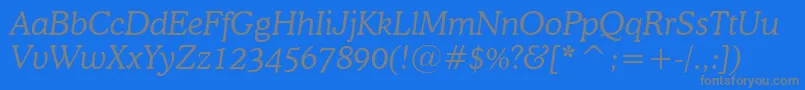CooperLightItalicBt Font – Gray Fonts on Blue Background
