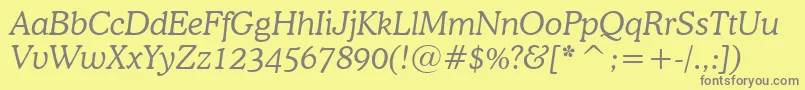 CooperLightItalicBt Font – Gray Fonts on Yellow Background