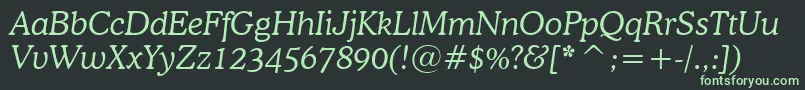 フォントCooperLightItalicBt – 黒い背景に緑の文字