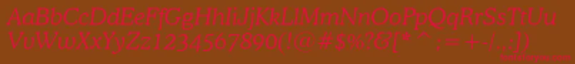 CooperLightItalicBt Font – Red Fonts on Brown Background