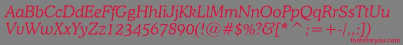 CooperLightItalicBt-Schriftart – Rote Schriften auf grauem Hintergrund