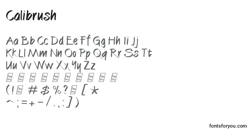 Czcionka Calibrush – alfabet, cyfry, specjalne znaki