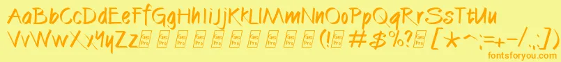 Calibrush-Schriftart – Orangefarbene Schriften auf gelbem Hintergrund