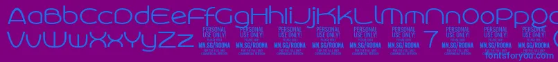 RoonasansliPersonalUse-fontti – siniset fontit violetilla taustalla
