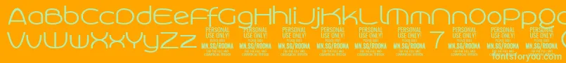 Czcionka RoonasansliPersonalUse – zielone czcionki na pomarańczowym tle