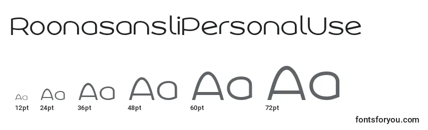 RoonasansliPersonalUse Font Sizes