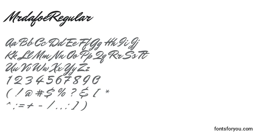 Schriftart MrdafoeRegular – Alphabet, Zahlen, spezielle Symbole
