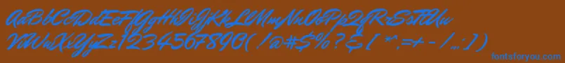 MrdafoeRegular Font – Blue Fonts on Brown Background