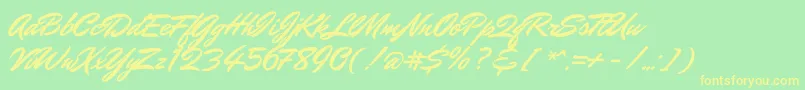 MrdafoeRegular Font – Yellow Fonts on Green Background