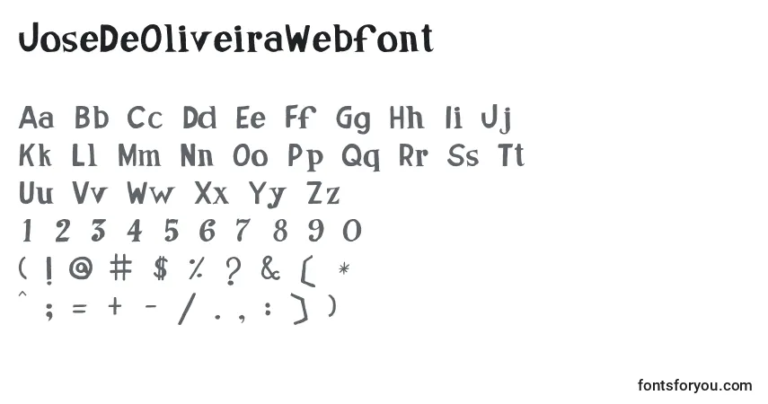 A fonte JoseDeOliveiraWebfont – alfabeto, números, caracteres especiais