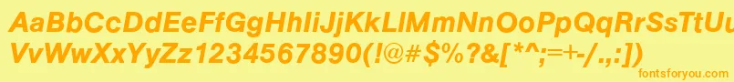 Więcej informacji o czcionce ArezzoDemiitalic Czcionka ArezzoDemiitalic – pomarańczowe czcionki na żółtym tle