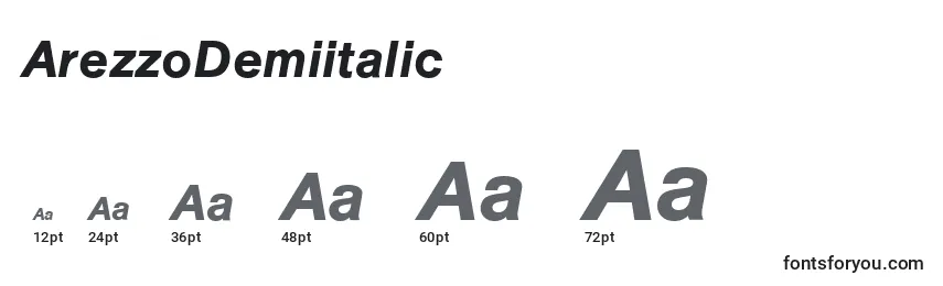 Размеры шрифта ArezzoDemiitalic