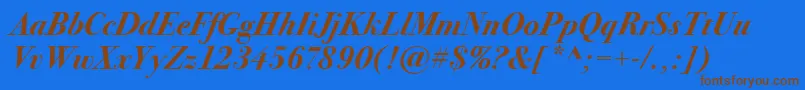 BodoniSeventytwoItcBoldItalic Font – Brown Fonts on Blue Background