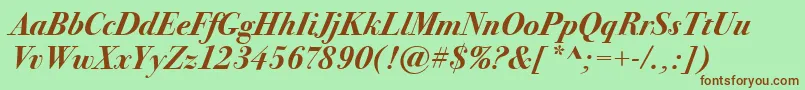 BodoniSeventytwoItcBoldItalic Font – Brown Fonts on Green Background