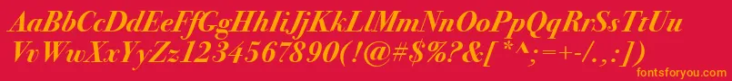 BodoniSeventytwoItcBoldItalic Font – Orange Fonts on Red Background