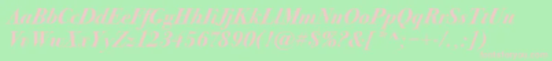 Шрифт BodoniSeventytwoItcBoldItalic – розовые шрифты на зелёном фоне