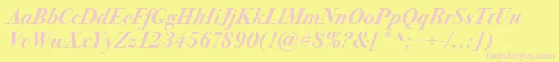 BodoniSeventytwoItcBoldItalic Font – Pink Fonts on Yellow Background