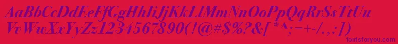 BodoniSeventytwoItcBoldItalic Font – Purple Fonts on Red Background
