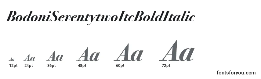 BodoniSeventytwoItcBoldItalic Font Sizes