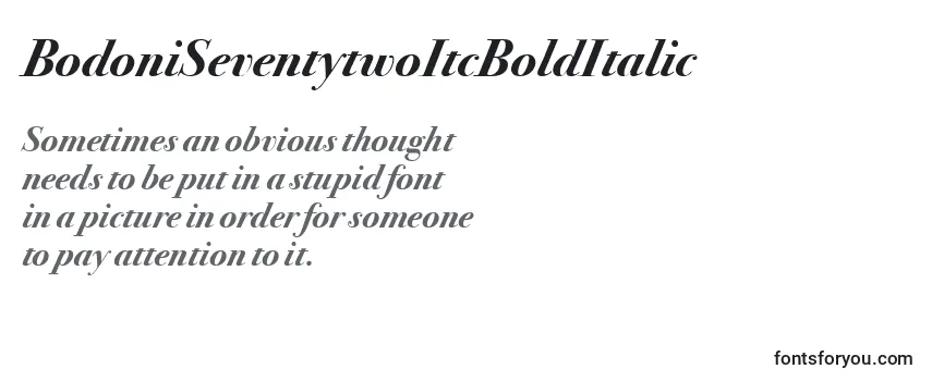 Review of the BodoniSeventytwoItcBoldItalic Font