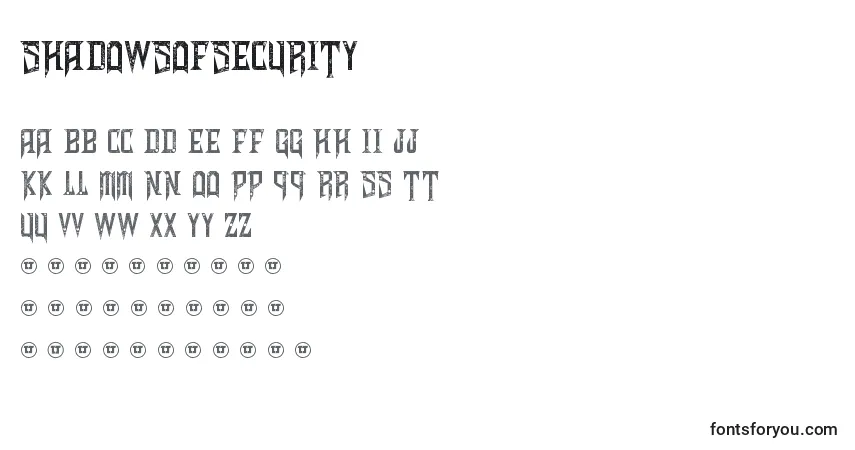 Schriftart ShadowsOfSecurity – Alphabet, Zahlen, spezielle Symbole