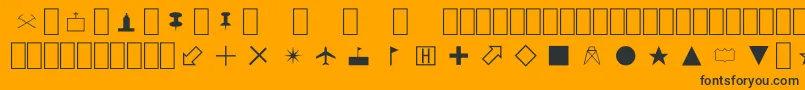 MapSymbols Font – Black Fonts on Orange Background