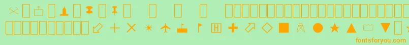 MapSymbols-Schriftart – Orangefarbene Schriften auf grünem Hintergrund
