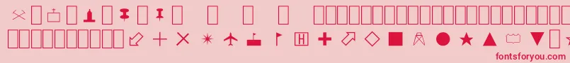 MapSymbols Font – Red Fonts on Pink Background
