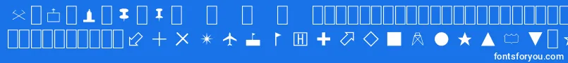 MapSymbols Font – White Fonts on Blue Background
