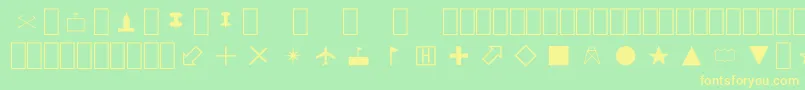 MapSymbols Font – Yellow Fonts on Green Background