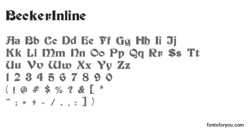 BeckerInlineフォント–アルファベット、数字、特殊文字