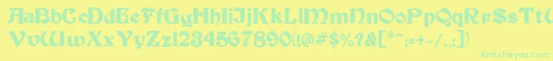 BeckerInline-Schriftart – Grüne Schriften auf gelbem Hintergrund