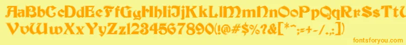BeckerInline-fontti – oranssit fontit keltaisella taustalla