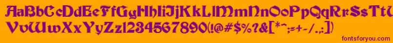 BeckerInline-fontti – violetit fontit oranssilla taustalla