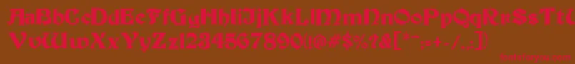 フォントBeckerInline – 赤い文字が茶色の背景にあります。