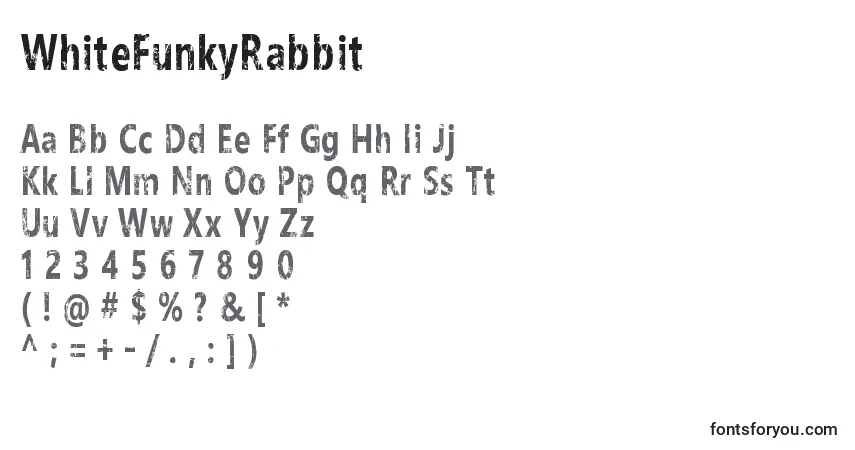 A fonte WhiteFunkyRabbit – alfabeto, números, caracteres especiais
