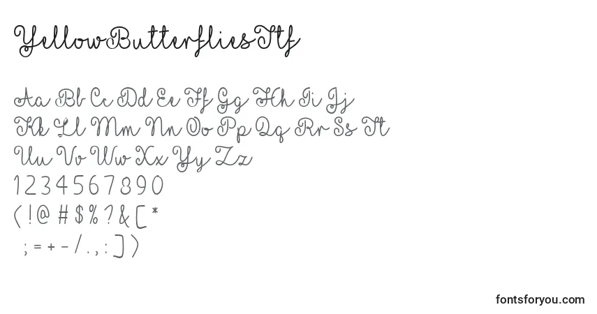 YellowButterfliesTtf Font – alphabet, numbers, special characters