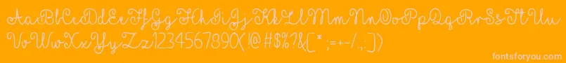 Fonte YellowButterfliesTtf – fontes rosa em um fundo laranja