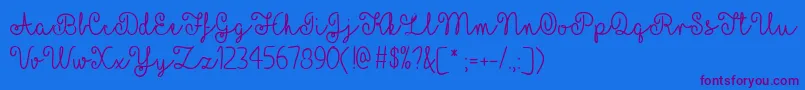 YellowButterfliesTtf-Schriftart – Violette Schriften auf blauem Hintergrund