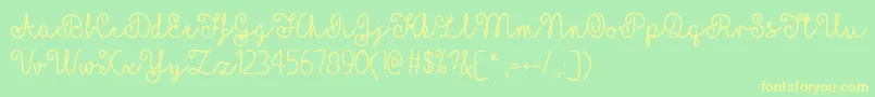 フォントYellowButterfliesTtf – 黄色の文字が緑の背景にあります